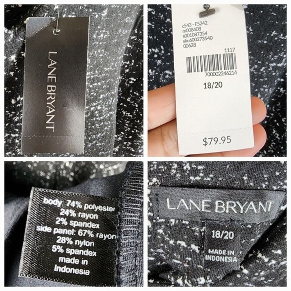 Lane Bryant Midi Dress Black & White Fit Flare With Pockets Zip Closure 18/20 - Picture 2 of 16